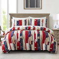 Geometric Boho Duvet Set + Pillowcase, 2/3pc Polyester Bedding, Single King Size, Axyaa Brand