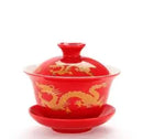 Axyaa Large White Porcelain Gaiwan Tea Set with Zisha Teacup