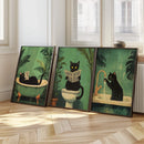 Funny Black Cat Wall Art Canvas Print by Axyaa - Retro Animal Toilet Poster