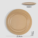Axyaa Wood Grain Ceramic Steak Pasta Dessert Circular Plate Set