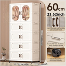 Axyaa Double-Door Foldable Wardrobe with Wheels - Spacious Magnetic Storage for Clothes/Quilts
