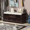 Axyaa Entryway Storage Bench with Drawers & Cabinets, Removable Cushion - End of Bed Bench