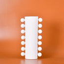 Axyaa Abstract Geometry Ceramic Vase Embossed White Beads Home Decor Gift