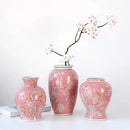 Axyaa Chinese Style Blue & White Porcelain Vase Pink Pot Retro Jars Flower Vase