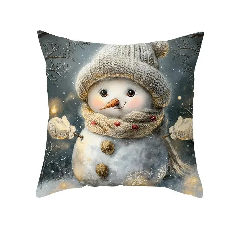 Axyaa Winter Snowman Pillowcase - Festive Sofa Decor & Gift