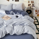 Axyaa Washed Cotton Duvet Set with Fitted Sheet Style & Pillowcase