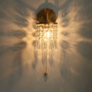 Axyaa Crystal Vintage LED Wall Lights Pull Chain Switch Stair Light Fixtures