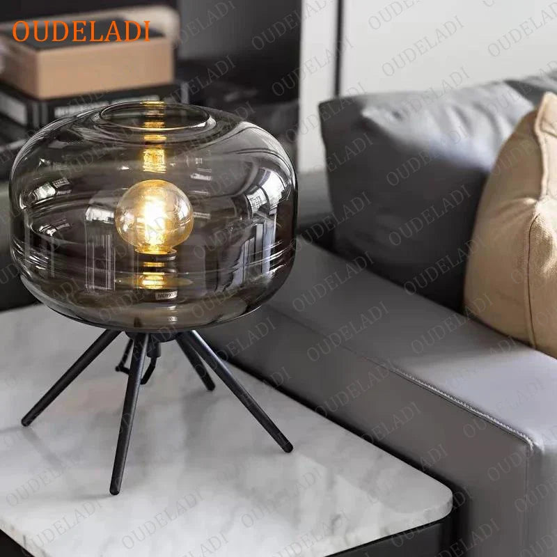 Axya Glass Table Lamp: Modern Art Shelf Desk Lamp for Bedroom Decor