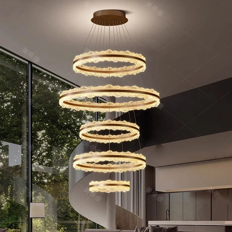 Axyaa Staircase Chandeliers: Modern LED Pendant Lamps for Living Room Lighting