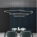 Axyaa Modern Terraces Chandelier: Circular Ring LED Indoor Lighting for Living Room, Coffee/Gold Restaurant