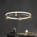 Axyaa Black Ring LED Pendant Lamp for Dining Living Room Kitchen Island, Chandelier Lighting