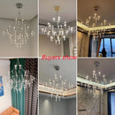 Axyaa Luxury Crystal Chandelier for High Floors with Starlight LED Lighting