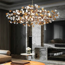 Axyaa Luxury Crystal Branch Chandelier for Villa Living Room, All Copper Elegant Design