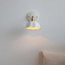Axyaa White Ceramic LED Wall Light with Copper Arm Socket, Modern Bedroom Living Room Lamp