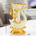Axyaa Ceramic Gold Swan Vase Set for Home Decor & Dining Table Arrangement