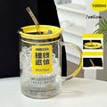 Axyaa Large Glass Measuring Cup with Lid and Handle - Clear Scale Multifunction Mug
