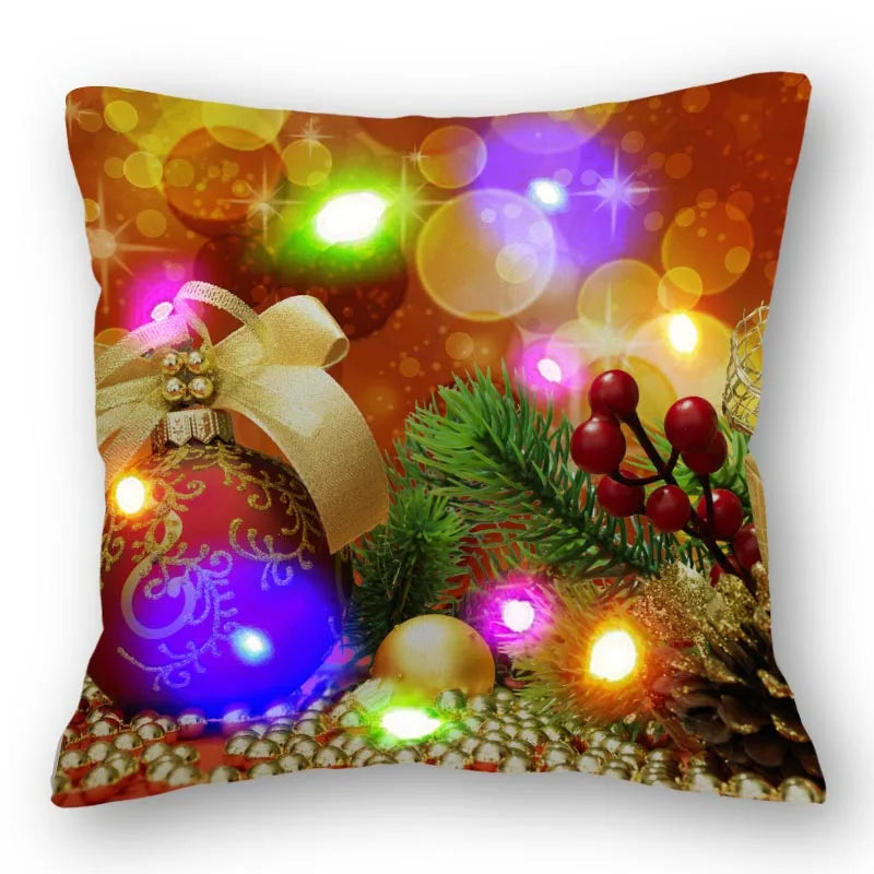 Christmas Santa LED Light Pillowcase for Home Decor, 45x45cm - Axyaa