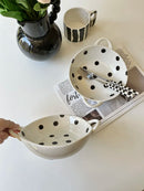 Axyaa Polka Dot Ceramic Salad Bowl Hand-Painted Creative Baking Pan Fruit Bowl