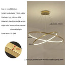 Axyaa Modern Gold Ring LED Pendant Chandelier, Dimmable Circle Living Room Light