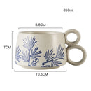 Axyaa 12oz Blue and White Ceramic Coffee Mug - Handmade Stoneware Cup