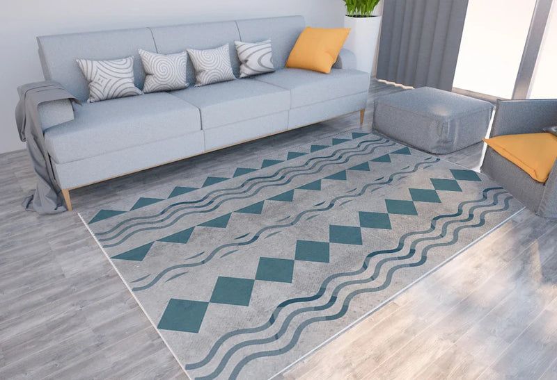 Axyaa Geometric Print Carpet for Boho Home Decor