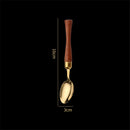 Axyaa Golden Stainless Steel Cutlery Set with Wooden Handles