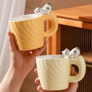 Axyaa Cartoon Cat Ceramic Mug - Cute Breakfast Tea Cup for Home Office
