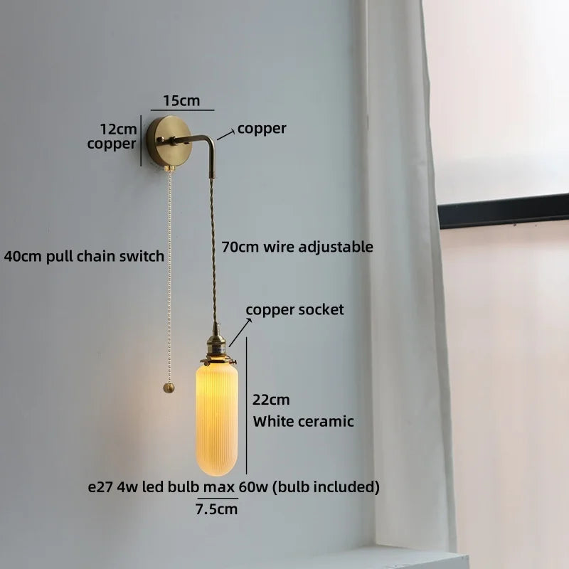 Axyaa Ceramic Shade LED Wall Lamp: Up Down Rotate Stair Lighting Fixture