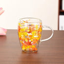 Axyaa Double Wall Glass Cup with Handle, 300ml, Ins Style, Heat Resistant