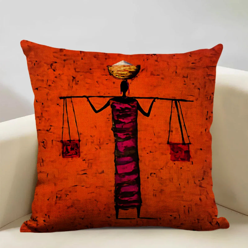 Axyaa African National Style Linen Cushion Cover 45x45cm for Sofa Decor and Artistic Home Decor