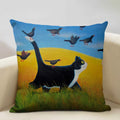 Axyaa Cat and Dog Pattern Cushion Cover 45x45cm Linen Square Pillowcase