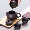 Axyaa Portable Purple Clay Kung Fu Travel Tea Set - Perfect for Outdoor Adventures