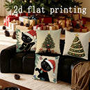Axyaa Christmas Cat and Tree Pattern Pillow Cover for Sofa Bedroom Car