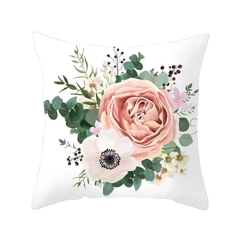 Axyaa Plant Flower Printed Pillow Case for Sofa & Home Decoration