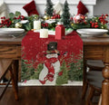 Axyaa Christmas Table Runner with Festive Gnome Tree Snowman Design