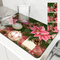 Axyaa Christmas Pink Diatom Mud Kitchen Drain Mats for Tableware & Coffee Machine