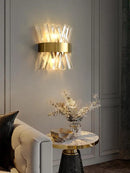 Axyaa Modern Stainless Steel Crystal LED Wall Sconce, Black Gold Wall Light