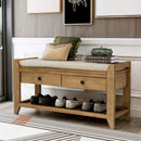 Axyaa Entry Shoe Bench with Cushioned Seat, 2 Drawers & Slatted Shelf