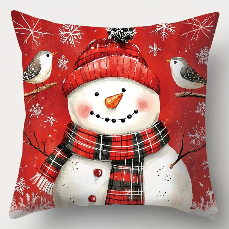 Axyaa Snowman Fawn Print Pillowcase Set - Festive Home Decor & Gift