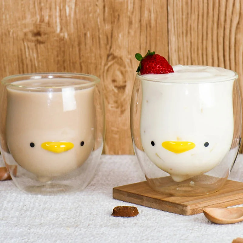 Axyaa Animal Design Double Wall Glass Mug - Perfect Gift