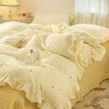 Axyaa Princess Style Ruffle Lace Bow Bedding Set - 4pcs