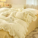 Axyaa Princess Style Ruffle Lace Bow Bedding Set - 4pcs