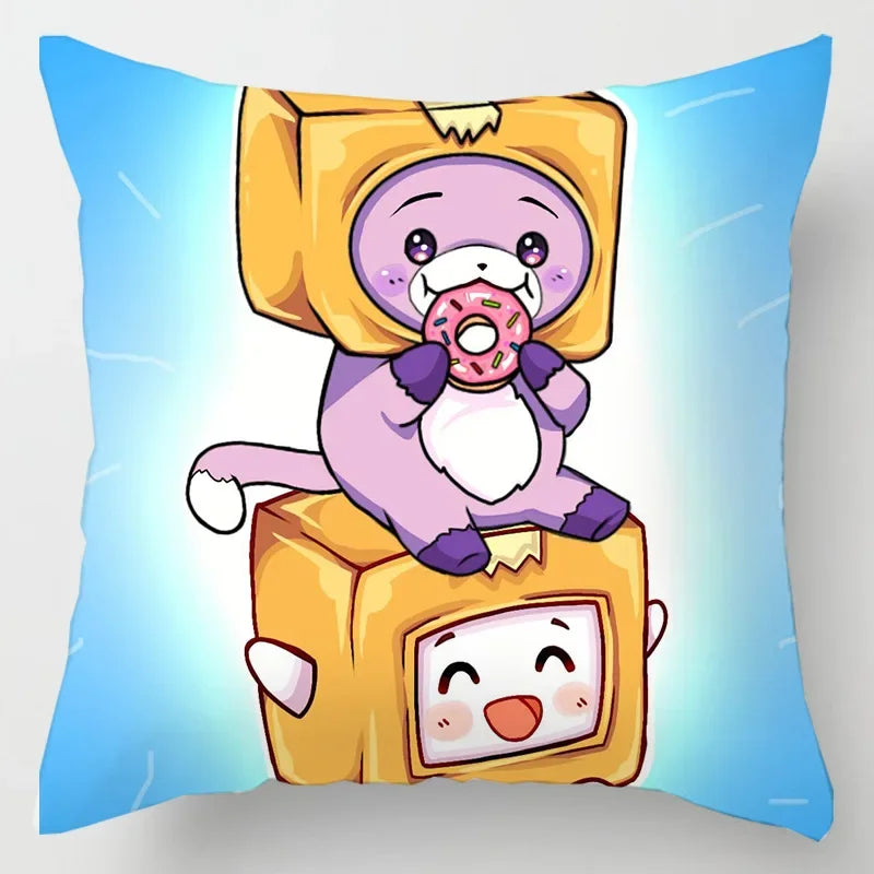 Axyaa Cartoon Print Designer Pillow Cases: Lankybox Series Home Decor Cushion Cover