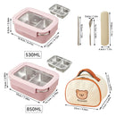 Axyaa Stainless Steel Divided Bento Lunch Box - Large Capacity & Portable