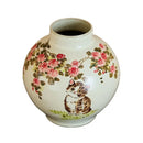Axyaa Rose Hydroponic Ceramic Vase with Hand-Painted Cat, Living Room Decor
