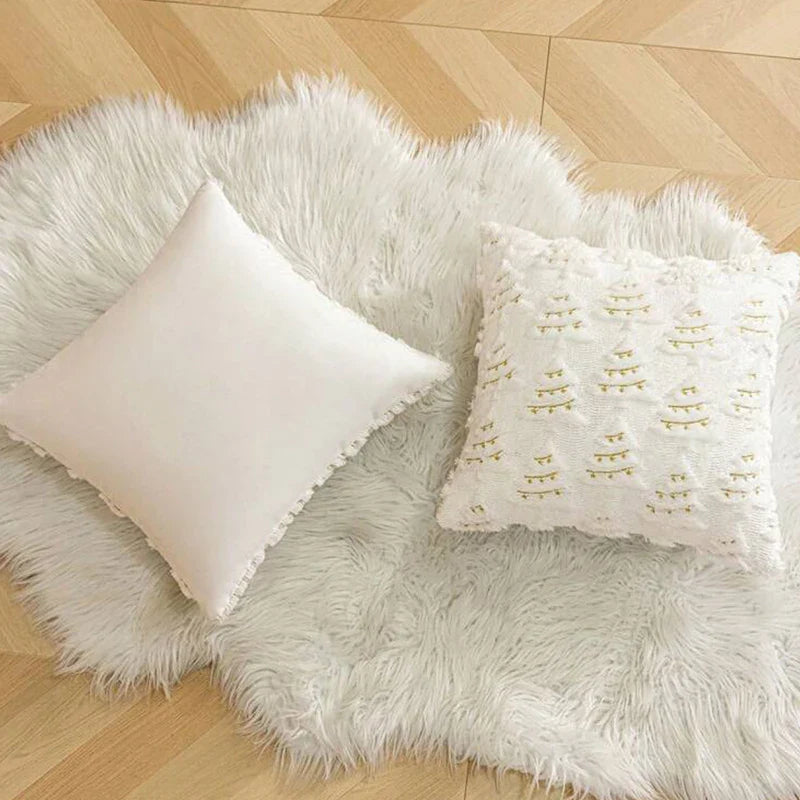 Axyaa Christmas Tree Pillow Covers 18 x 18 Plush Faux Wool Decorative Couch Pillow