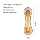 Axyaa Stainless Steel Wall Lamp with Cognac Glass Nordic Light Luxury for Study & Corridor