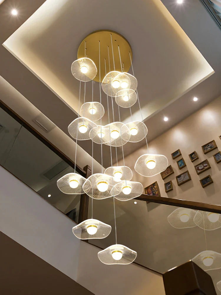 Axyaa Gold Acrylic Chandeliers for Modern Living Spaces