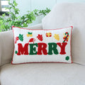 Axyaa Christmas Embroidered Pillow Cover - Canvas Letter Decor Pillowcase