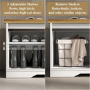 Modern White Shoe Bench with Sliding Barn Door by Axyaa - Entryway Storage with Adjustable Shelves